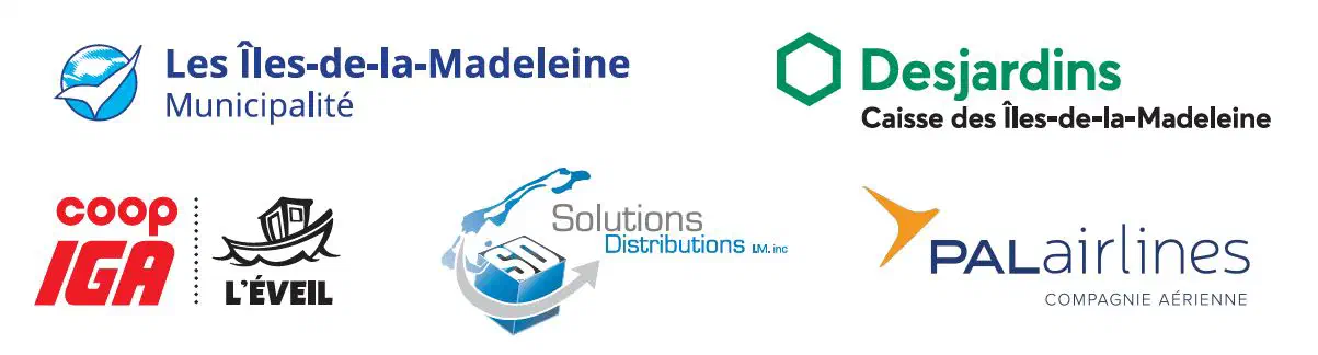 Municipalité des Îles-de-la-Madeleine, Desjardins, Coop IGA L'Éveil, Solutions Distributions LM inc., PAL Airlines